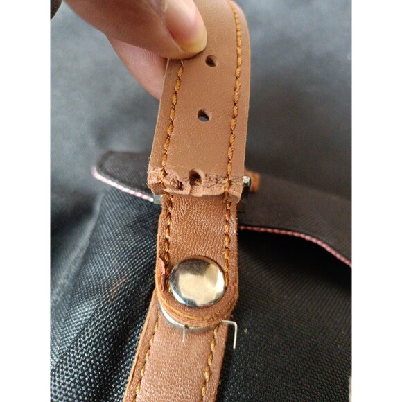 Herschel Supply Co Backpack Black Canvas Brown Leather Straps Classic Style - Picture 6 of 8